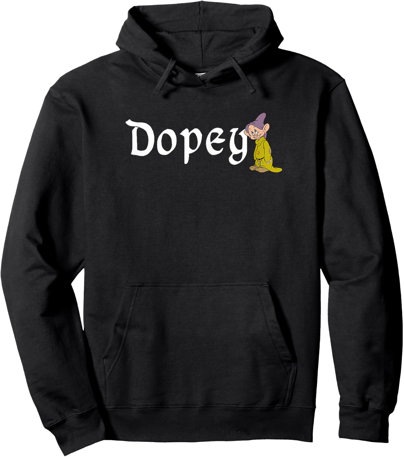 Disney Snow White Dopey Leaning On Name Banner Hoodie - Hoodie | Black
