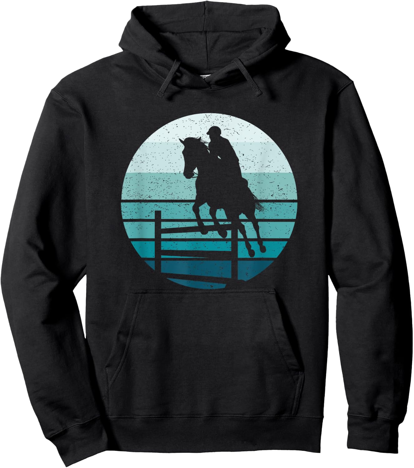 Equestrian Horse Show Jumping Retro Hoodie - Hoodie | Black