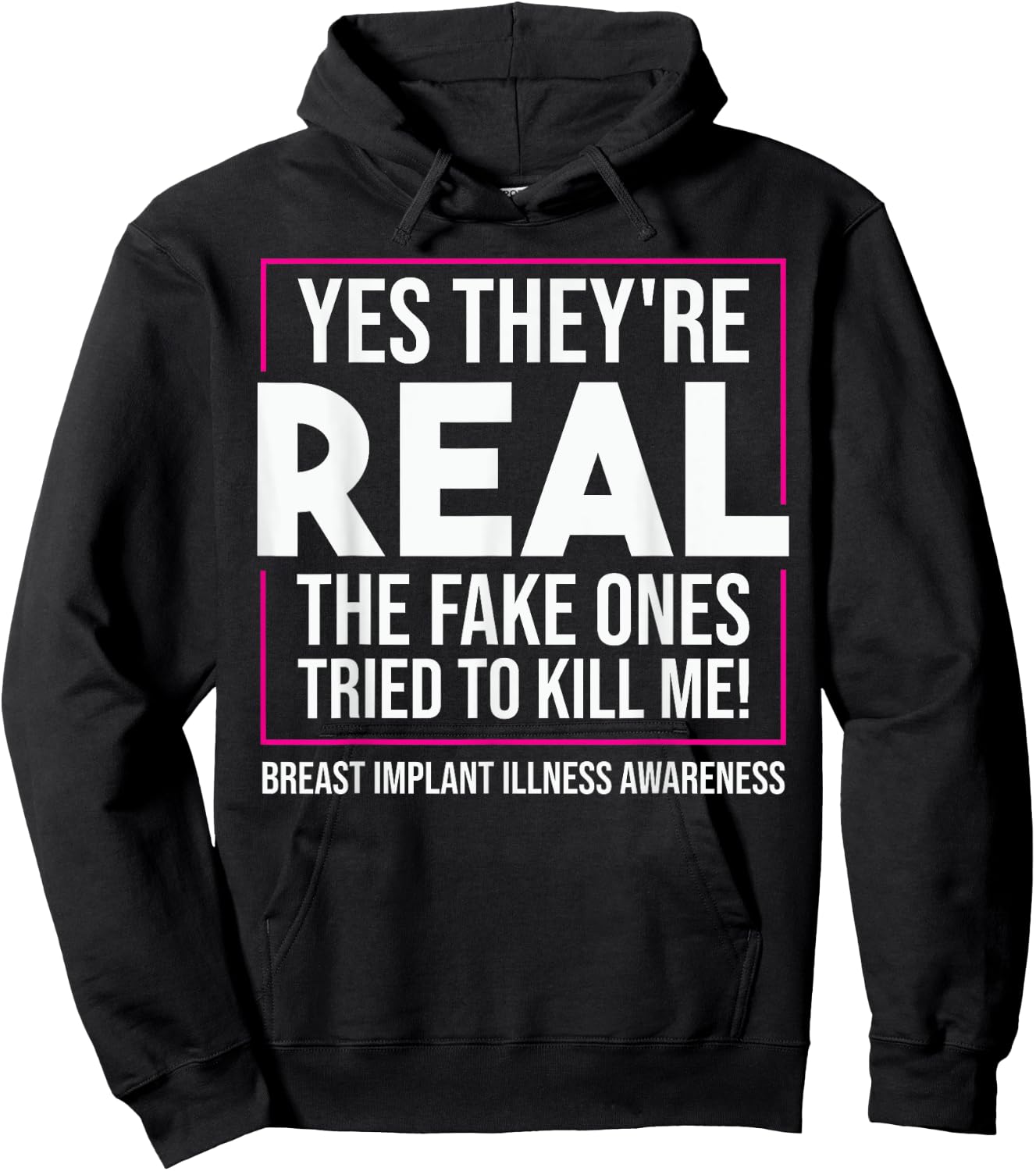 Funny Yes They're Real | Cute Breast Implant Illness Gift Hoodie - Hoodie | Black
