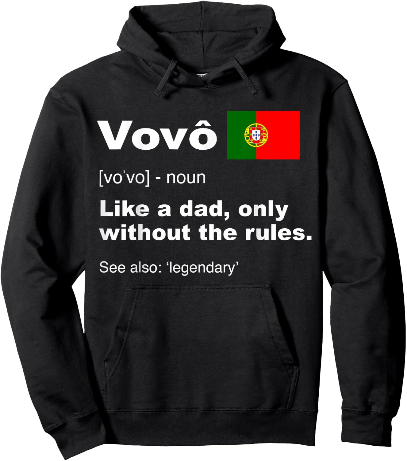 Proud Portugues Vovo Camisa Funny Portuguese Grandfather Hoodie - Hoodie | Black