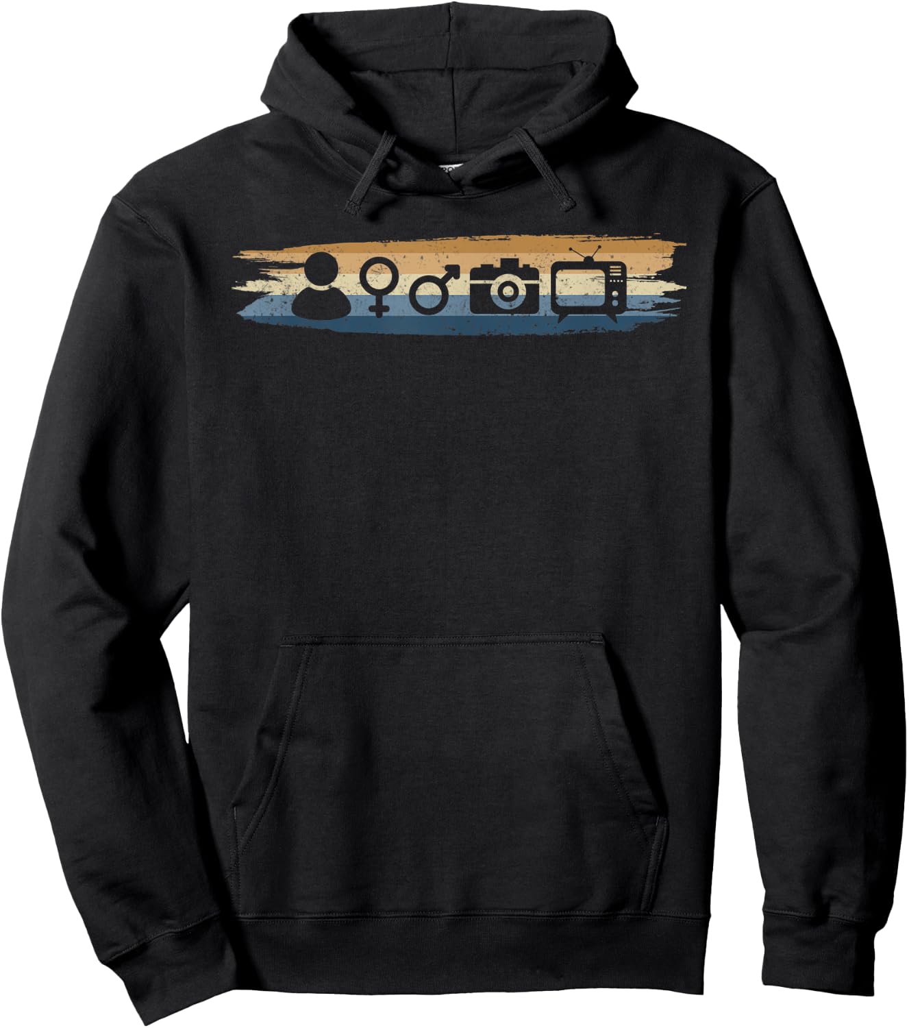 Person Woman Man Camera TV Retro Funny Gift Hoodie - Hoodie | Black