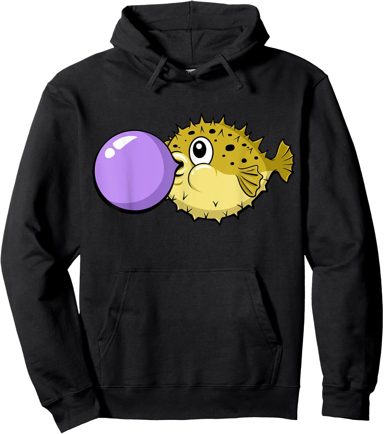 Funny Cute Kawaii Blowfish Pufferfish Gum Bubble Hoodie - Hoodie | Black