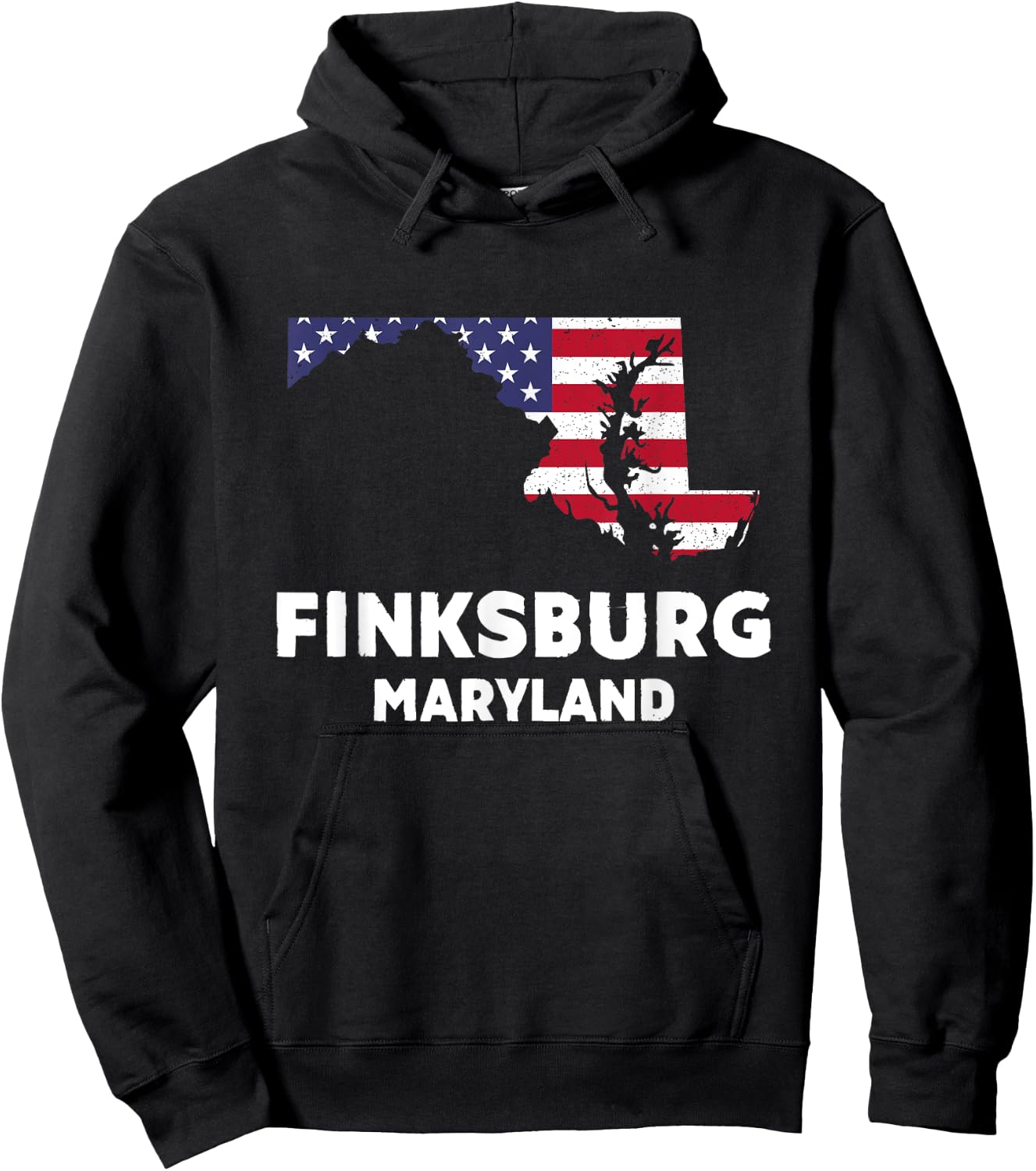 Distressed Patriotic USA Flag Finksburg, Maryland Hoodie - Hoodie | Black