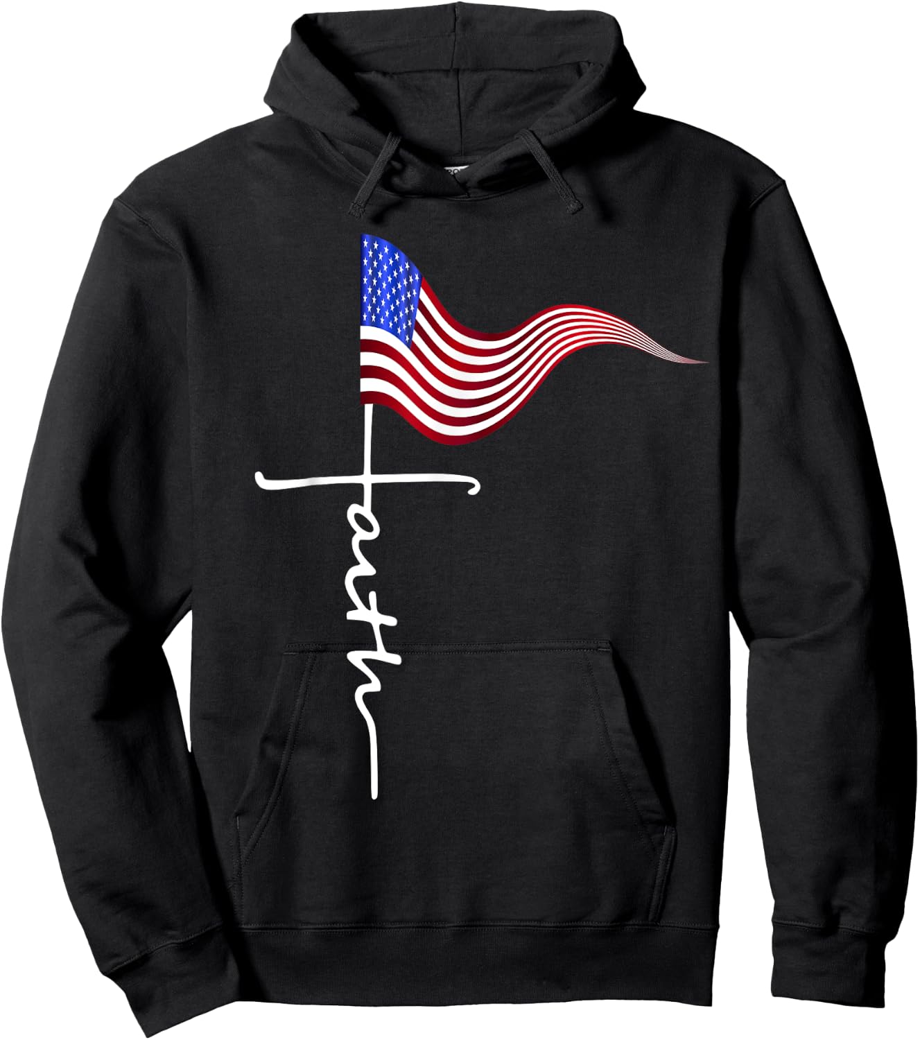 FAITH in the Cross and American Flag, One nation under God Hoodie - Hoodie | Black