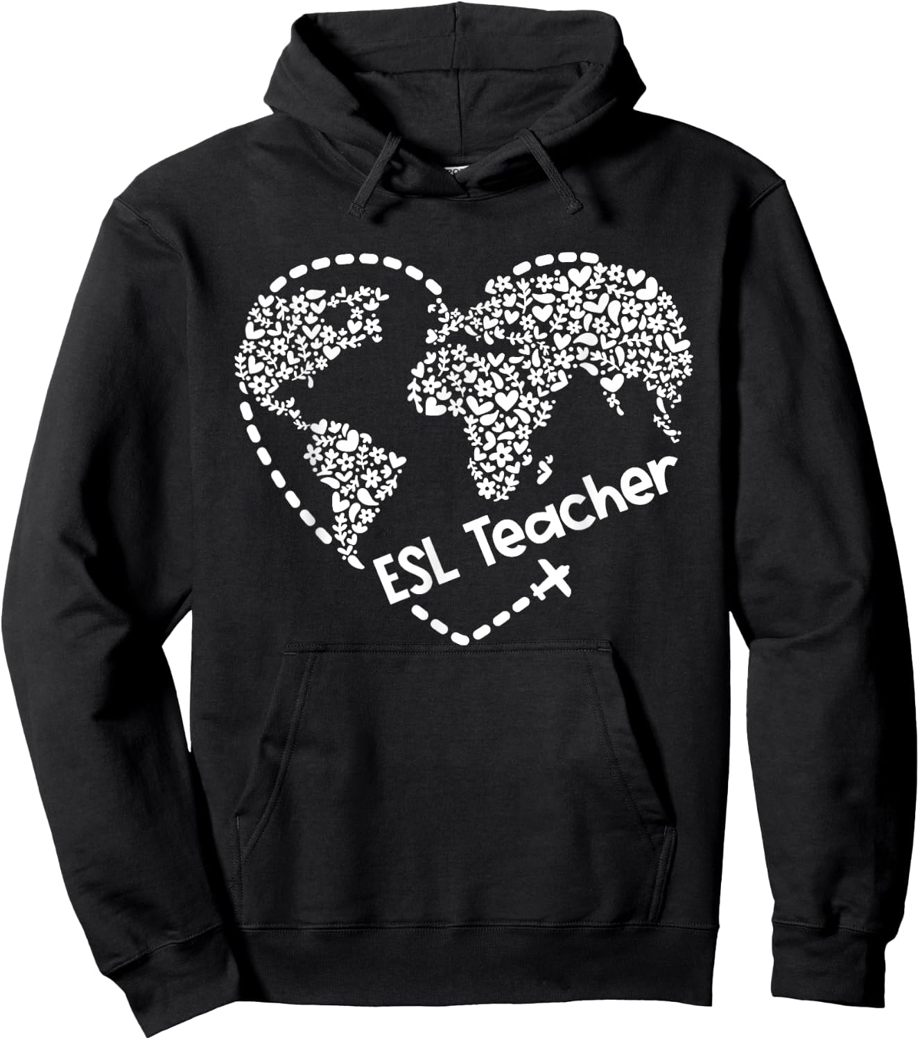ESL Teacher ESOL Student Cute Heart Shape English Teacher Hoodie - Hoodie | Black