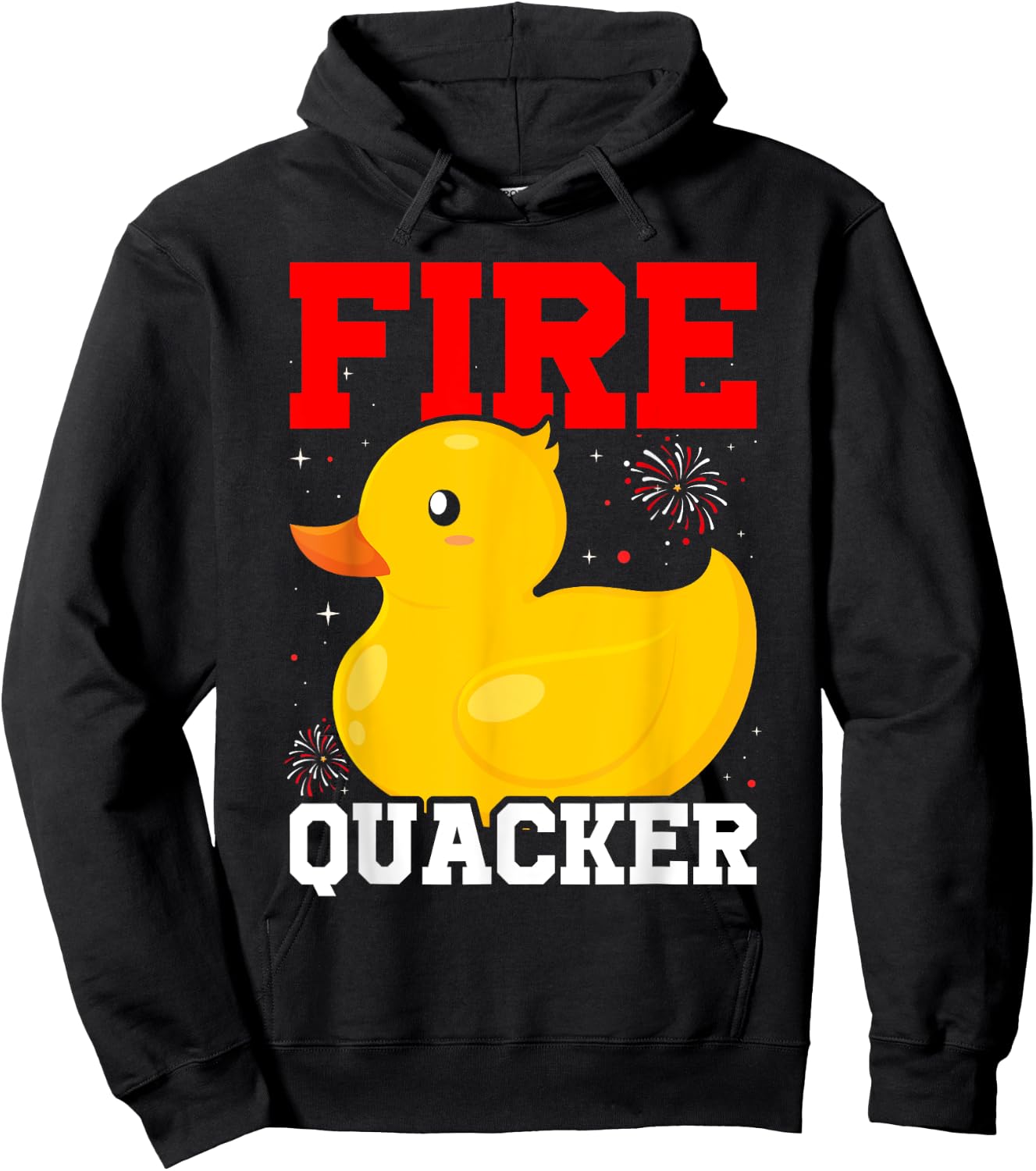 Fire Quacker Rubber Duck 4th Of July Firework Hoodie - Hoodie | Black