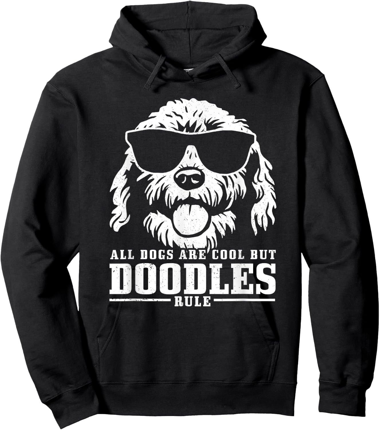 We Love Doodle Dogs - Goldendoodle Apparel Co. -Adults Black Cartoon Dog Pattern Hoodie - Hoodie | Black