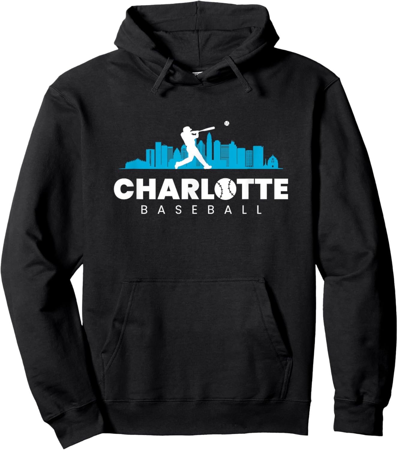 Charlotte Baseball Vintage Minimalist Retro Baseball Lover Hoodie - Hoodie | Black
