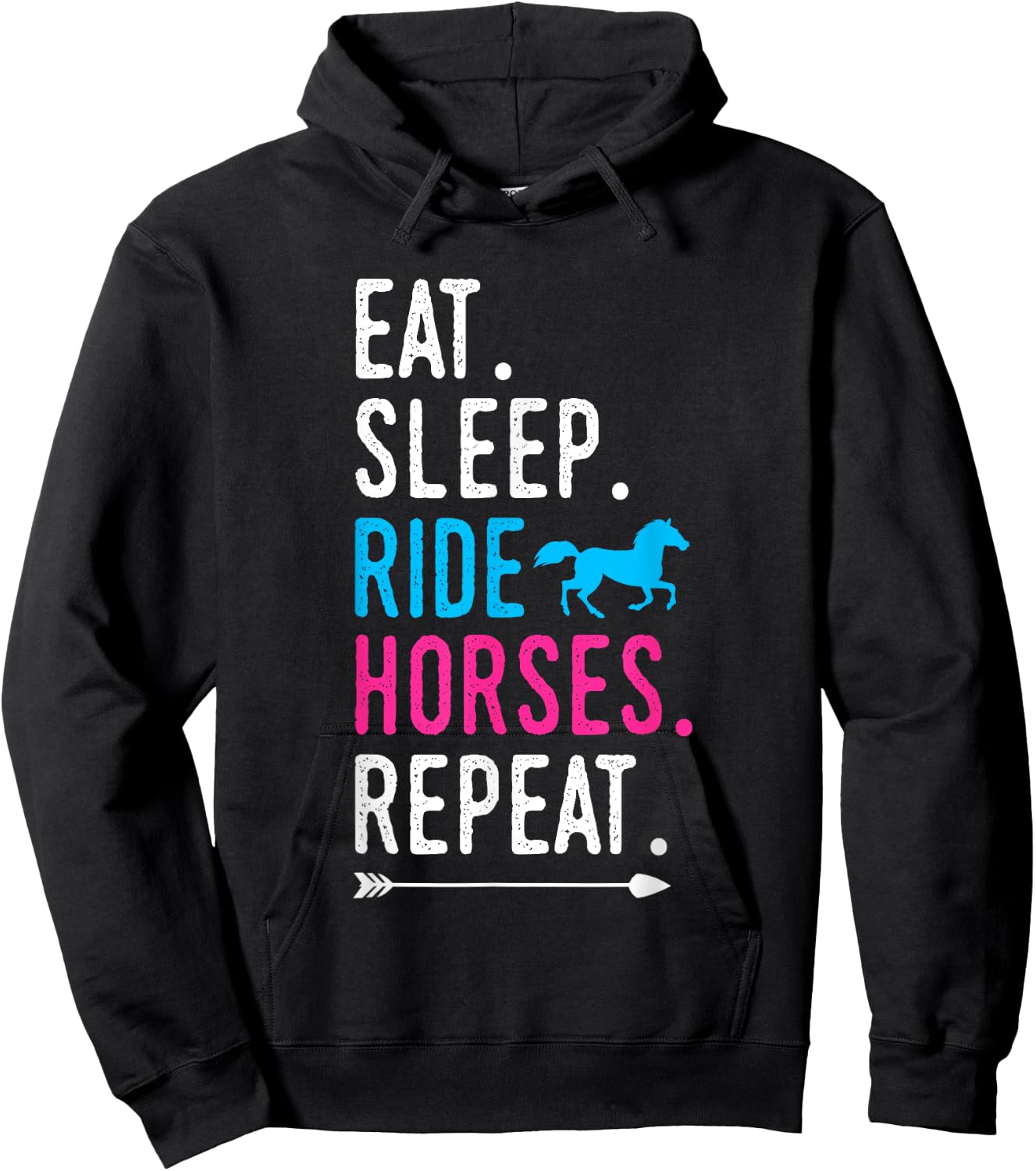 Eat Sleep Ride Horses Repeat Horse Ride Equestrian For Girls Hoodie - Hoodie | Black