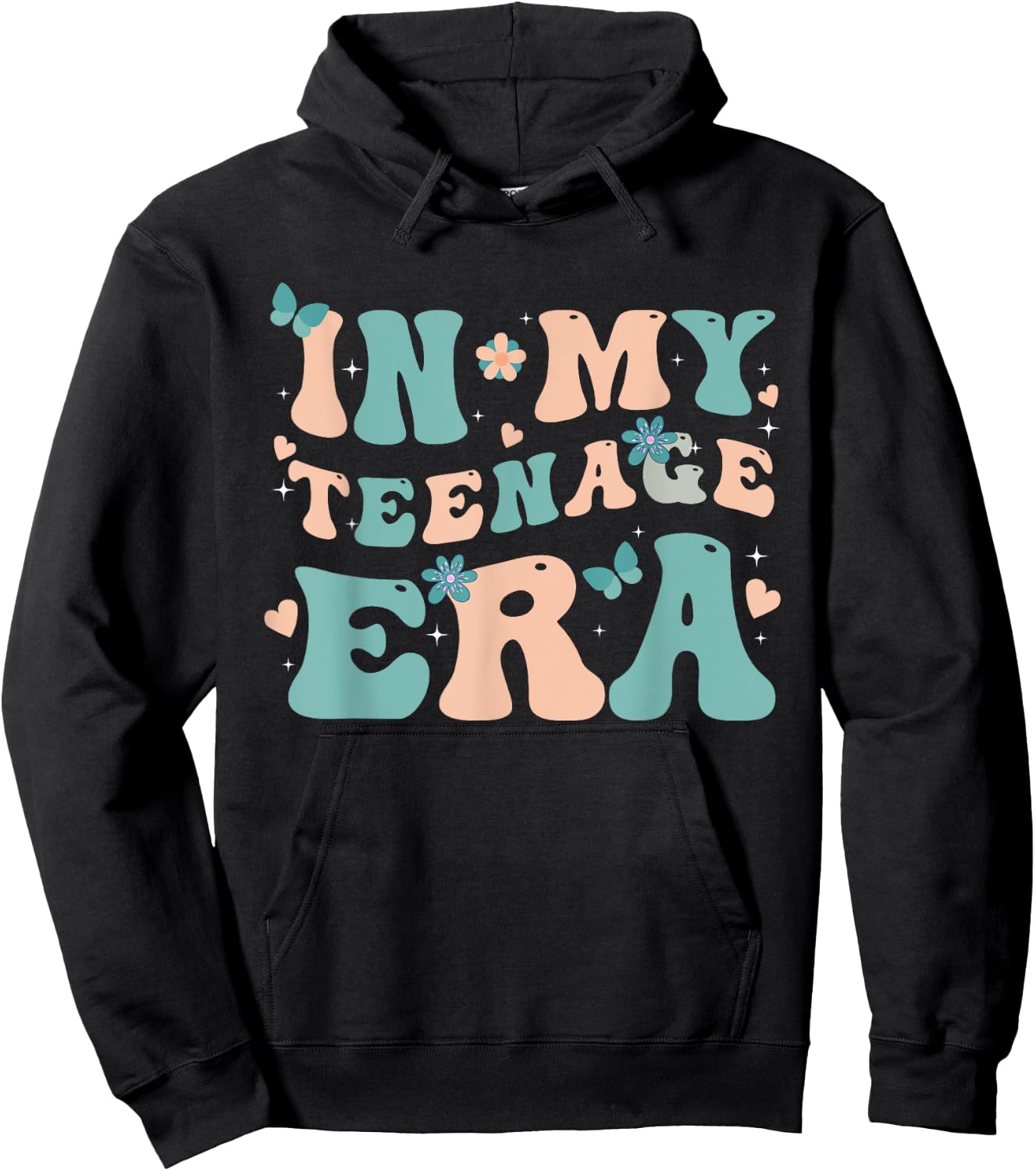 In My Teenage Era Retro Groovy 13 to 19 years Teenager Hoodie - Hoodie | Black