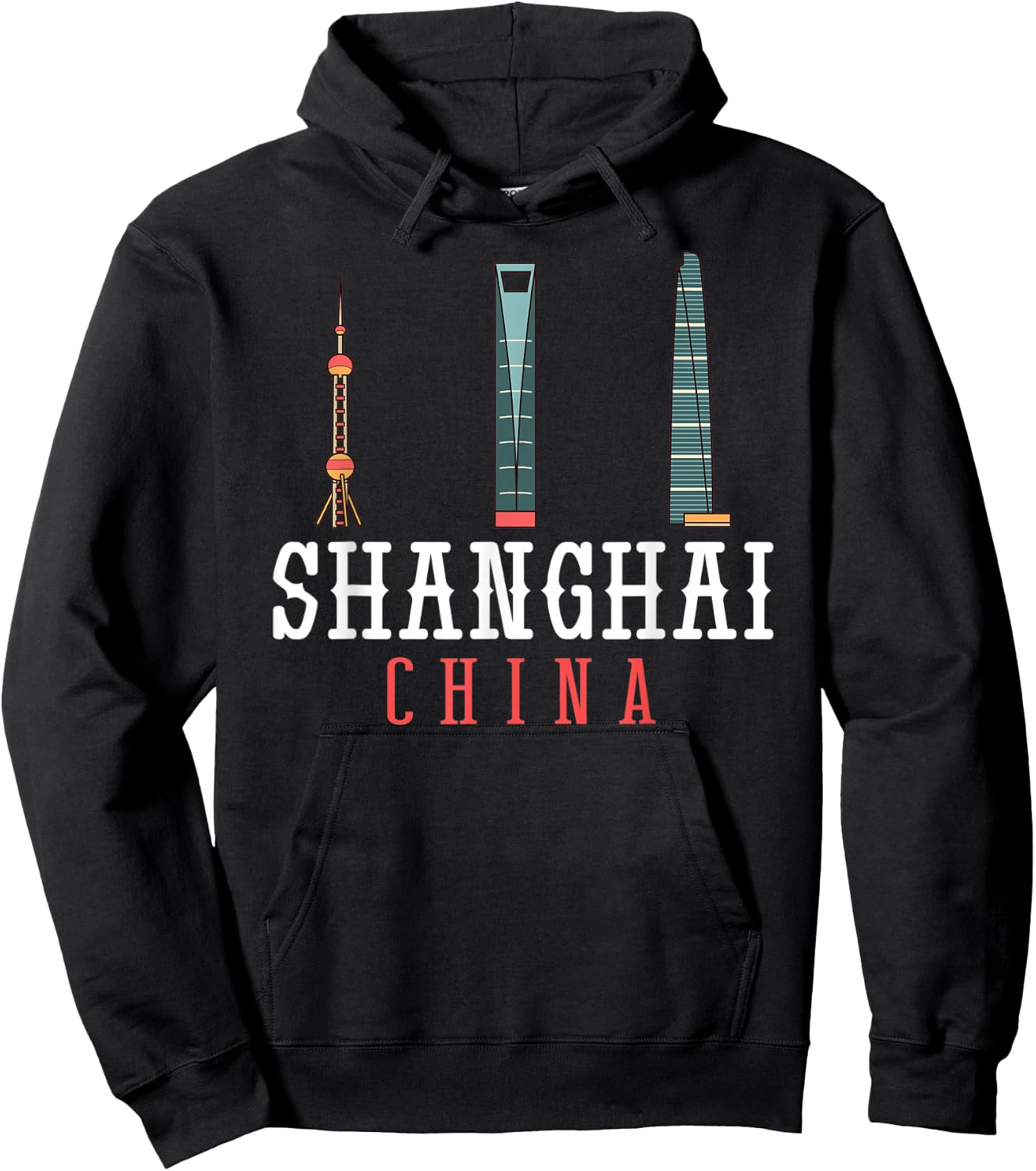Shanghai China City Skyline Map Hoodie - Hoodie | Black