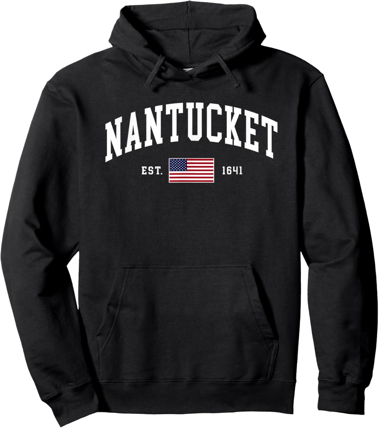 Nantucket Massachusetts July 4th US Flag Retro Throwback Hoodie - Hoodie | Black