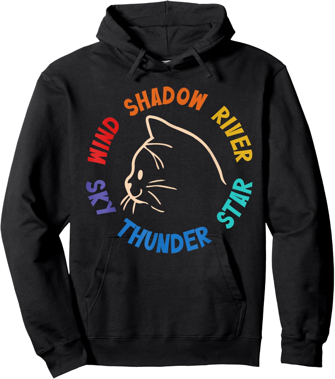 Wind Shadow River Star Thunder Sky Cat Feline Hoodie - Hoodie | Black