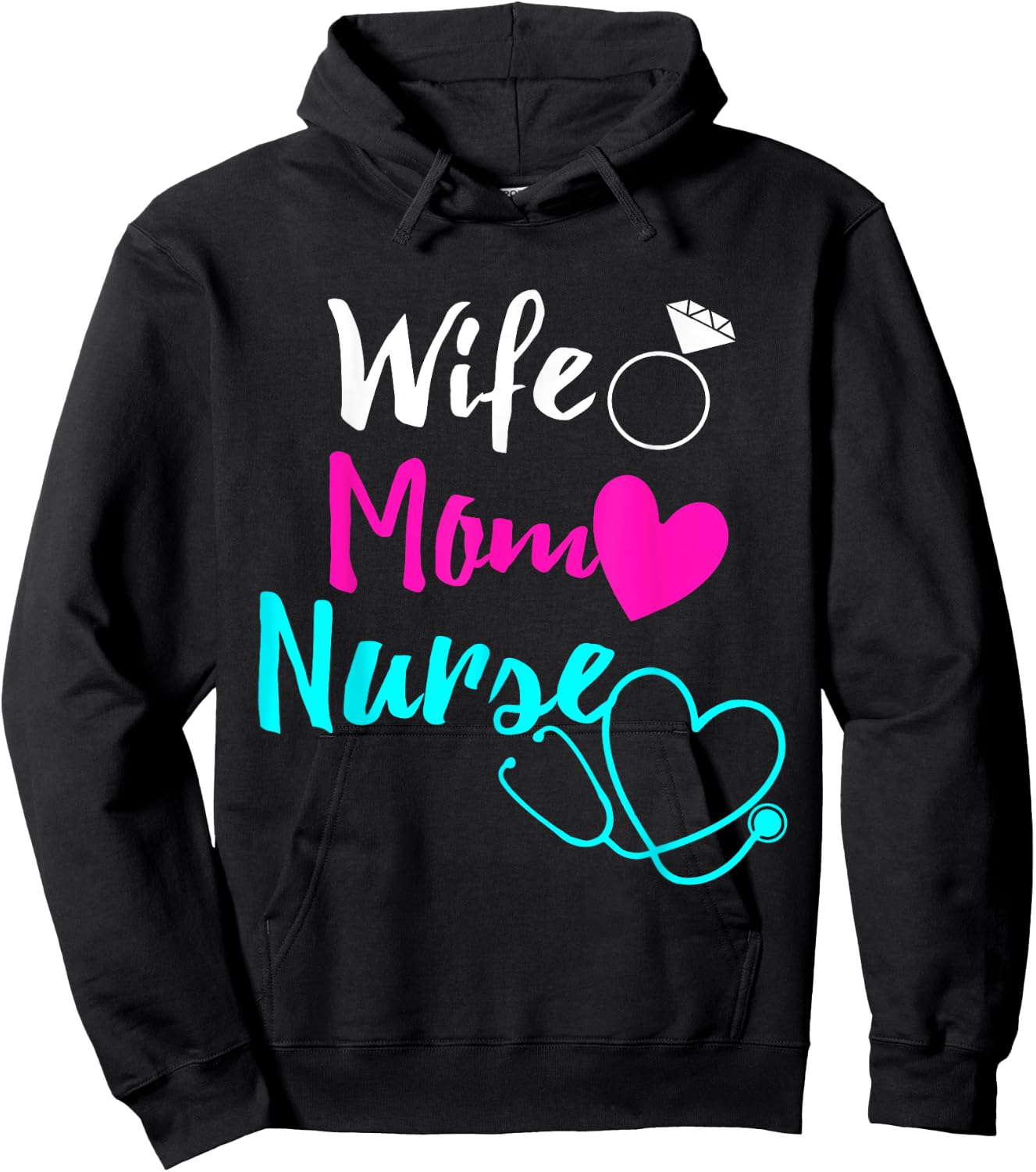 Wife Mom Nurse RN LPN Mothers Day Gift Nurses Hoodie - Hoodie | Black
