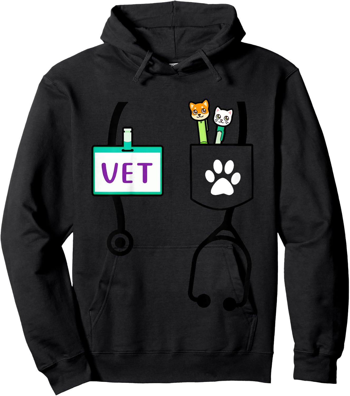 Kids Veterinarian Costume Gift Boys Girls Kids Animal Doctor Vet Hoodie - Hoodie | Black