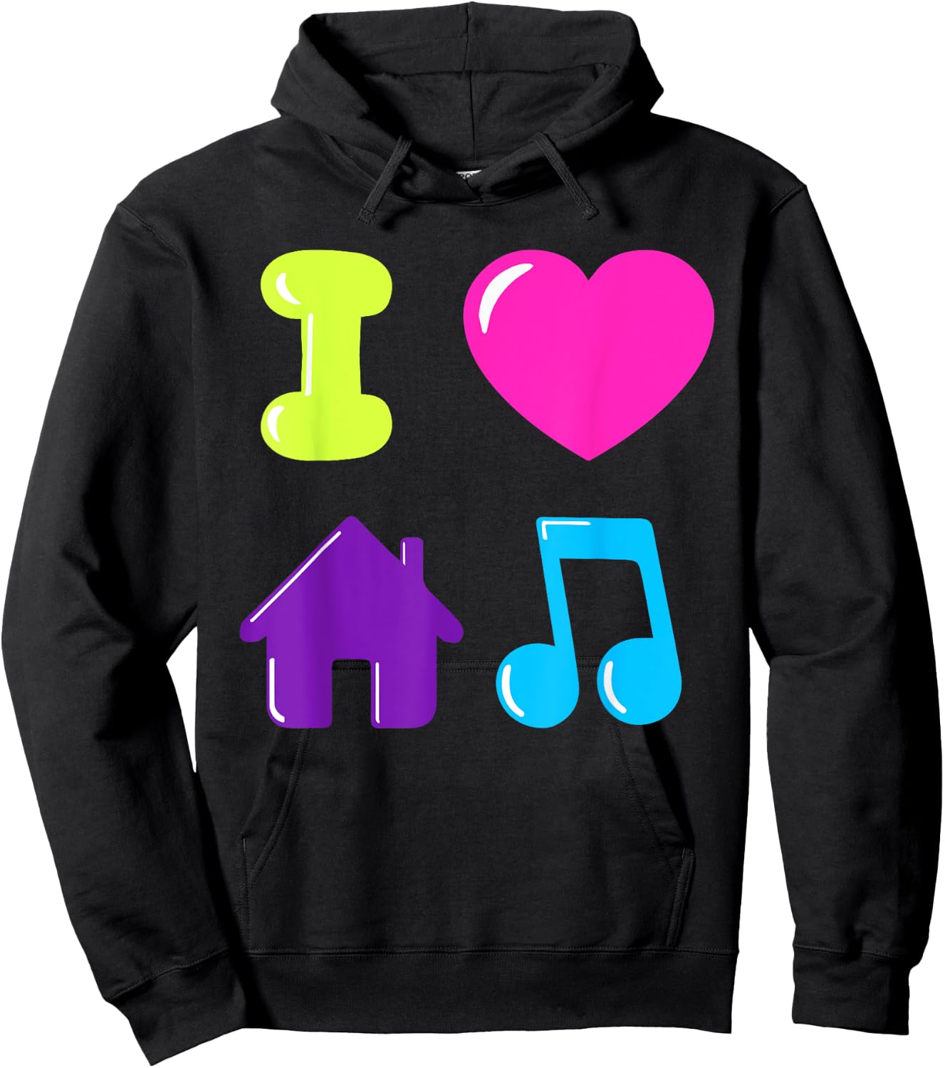 I Love House Music DJ Chicago 1980s Electronic Dance Disco Hoodie - Hoodie | Black