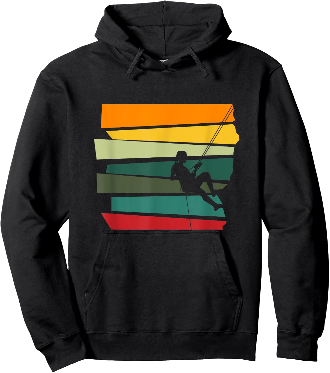 Vintage Rock Climbing Retro Climber Silhouette Hoodie - Hoodie | Black