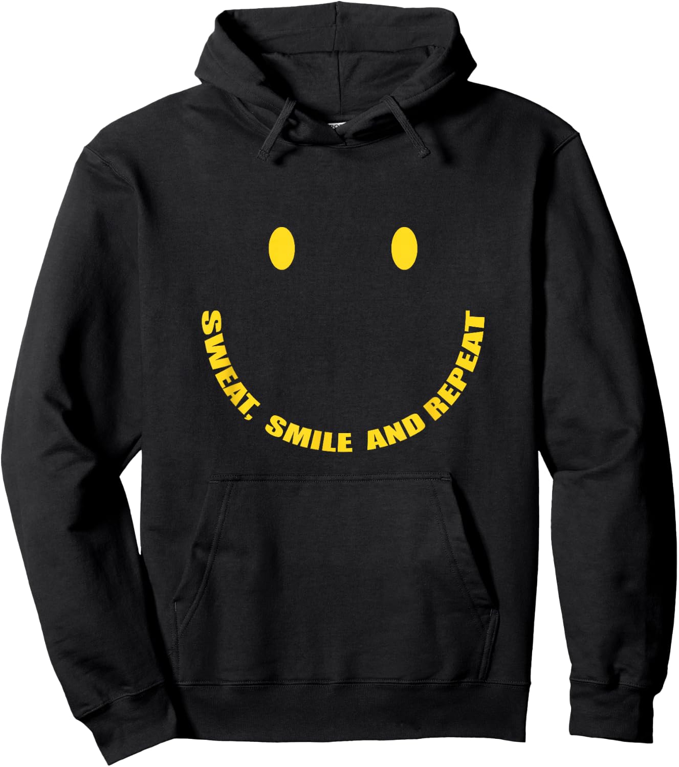 Sweat, Smile and Repeat Smily Face Workout Motivation Hoodie - Hoodie | Black
