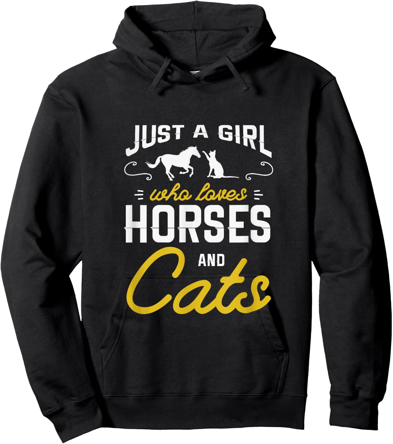 Just a girl who loves horses and cats for a Horse Cat Fan Hoodie - Hoodie | Black