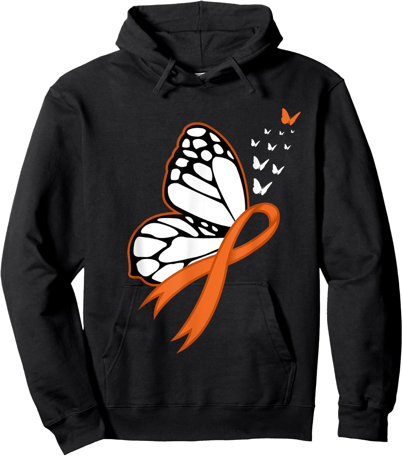 Leukemia Awareness Month Butterfly Cancer Gift - Adult, Black, Small, Short Sleeve, Classic Fit Hoodie - Hoodie | Black