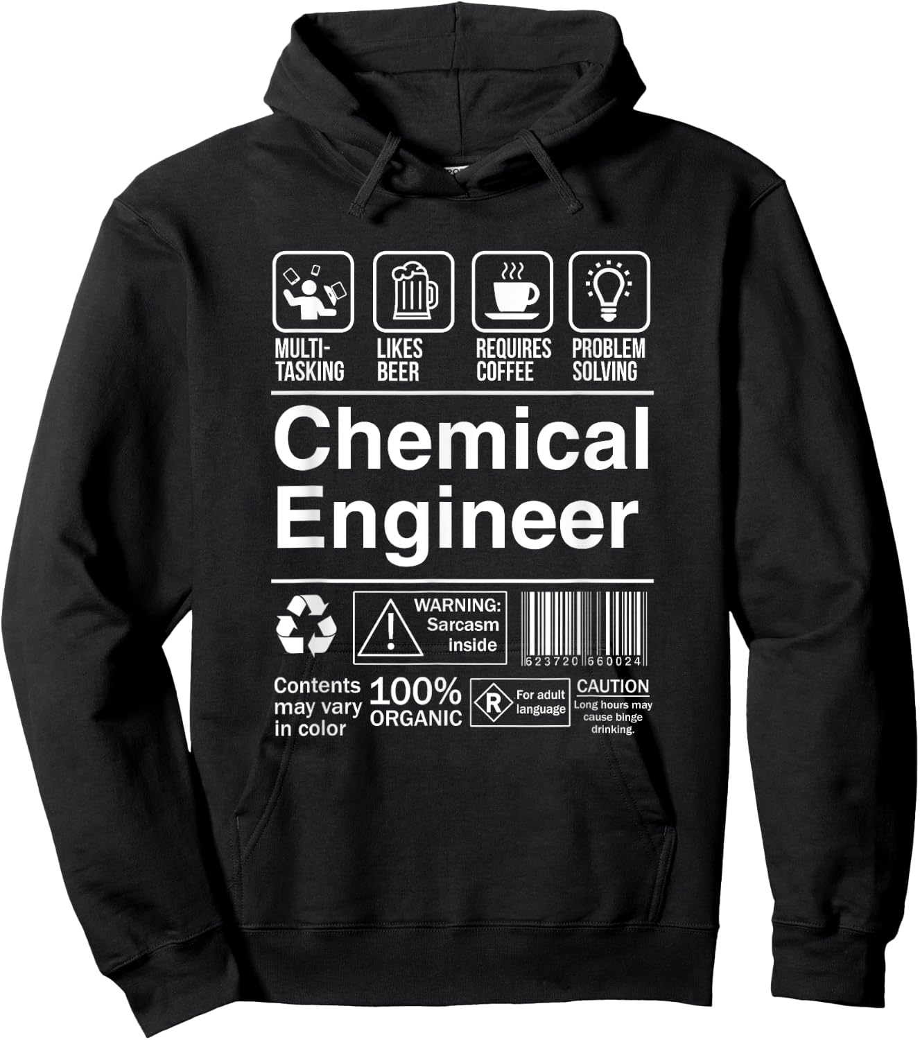 Chemical Engineer Funny Sarcastic Label Hoodie - Hoodie | Black