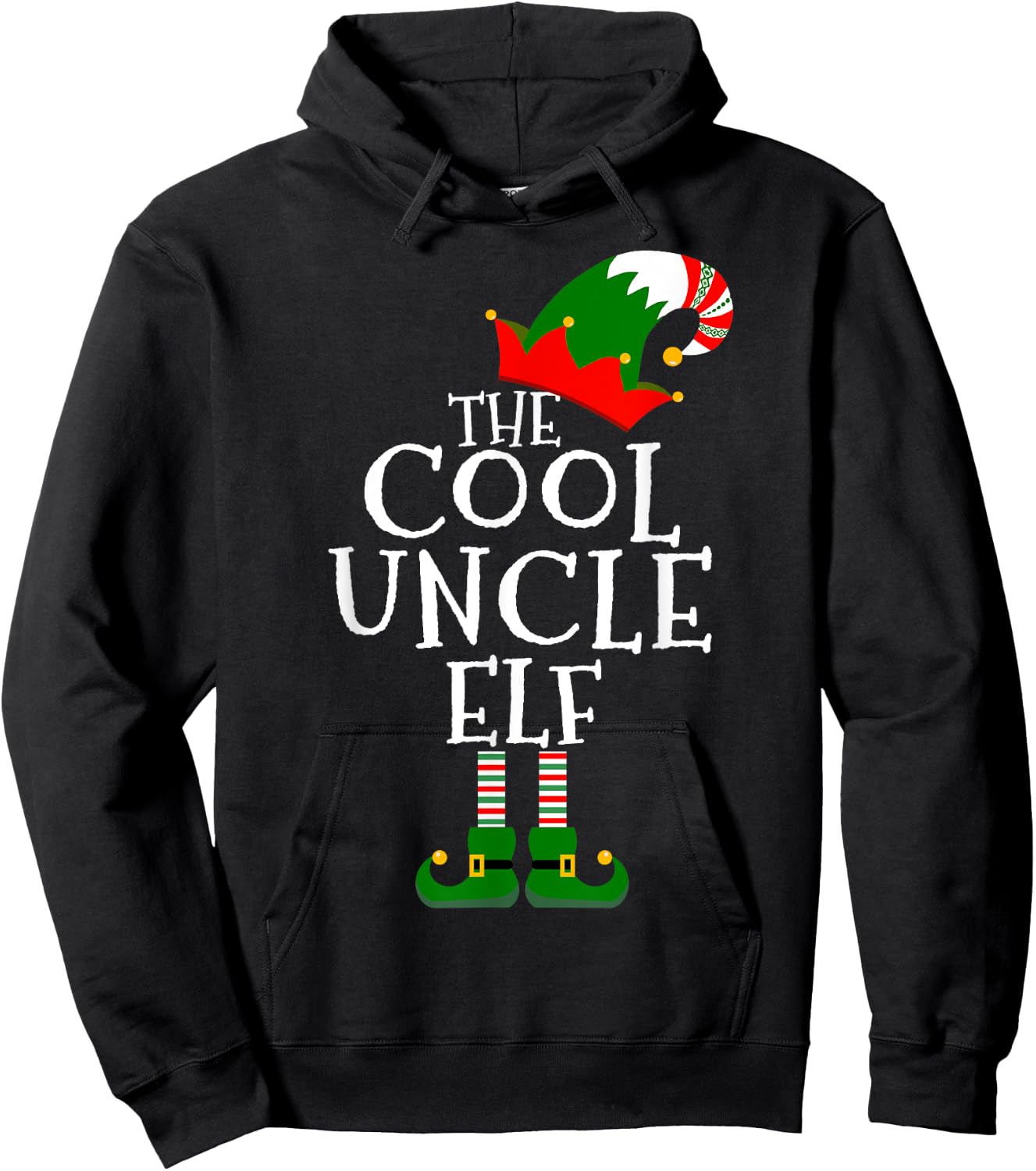 Fun The Cool Uncle Elf Gift Matching Family Group Christmas Hoodie - Hoodie | Black