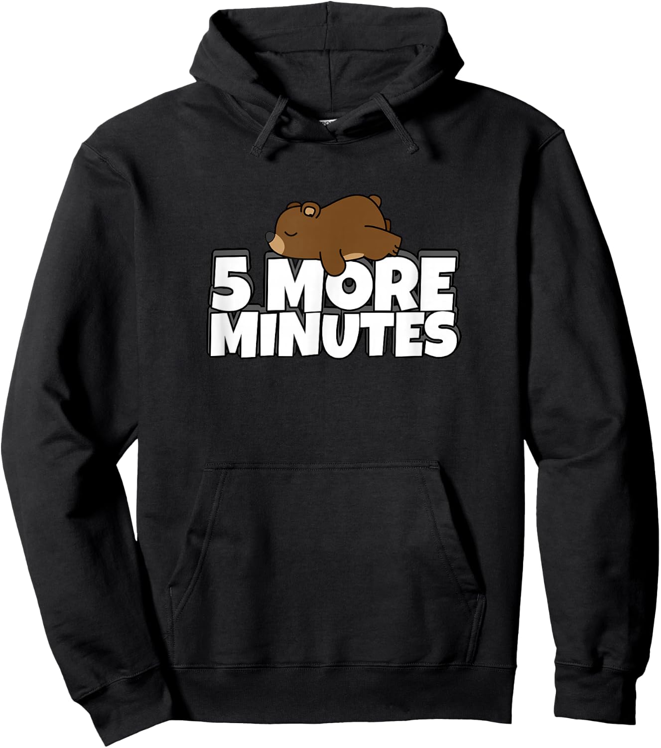5 More Minutes - Funny Sleeping Morning Bear Hoodie - Hoodie | Black