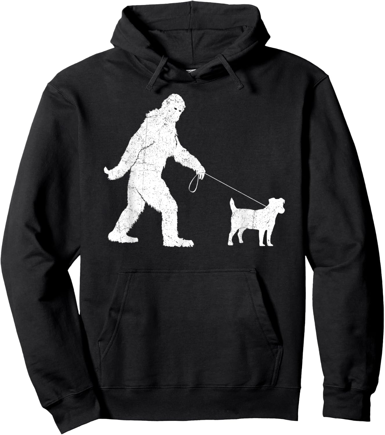 Funny Bigfoot Sasquatch Walking Jack Russell Dog Lovers Men Women Kids Hoodie - Hoodie | Black