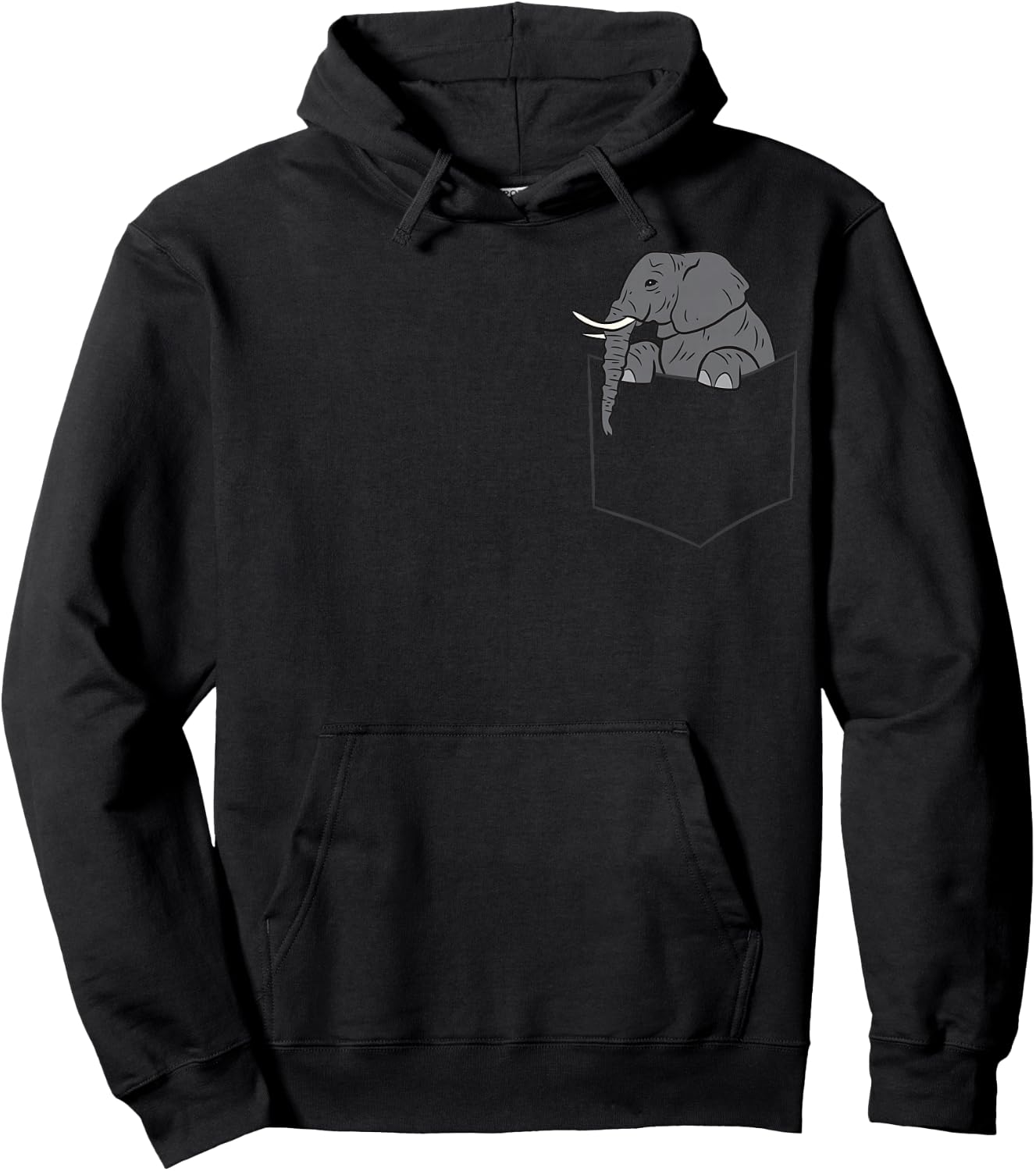 Elephant in A Pocket Funny Pocket Elephant Hoodie - Hoodie | Black