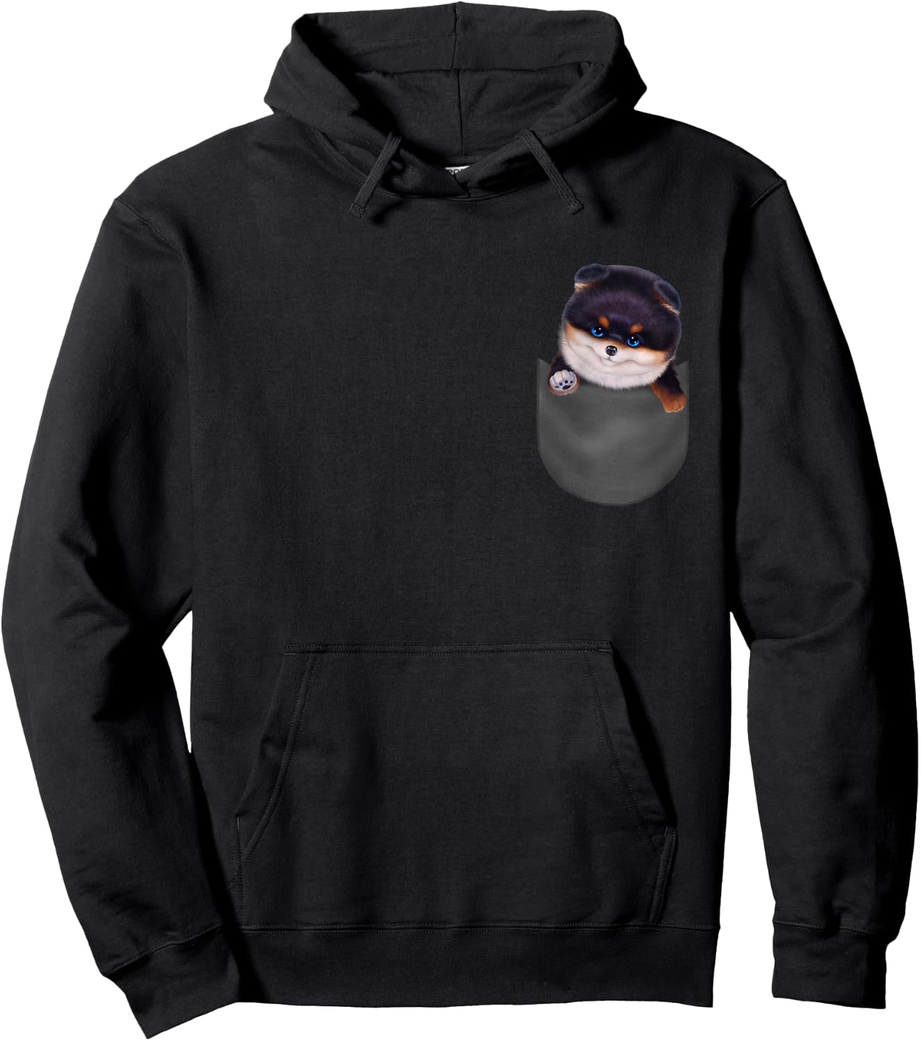 Black Tan Pomeranian Dog in Pocket Men Women Kids Hoodie - Hoodie | Black