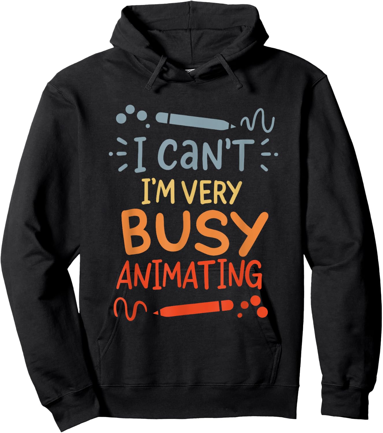 Funny Animation Artist -Adults Black Cartoon Small Hoodie - Hoodie | Black