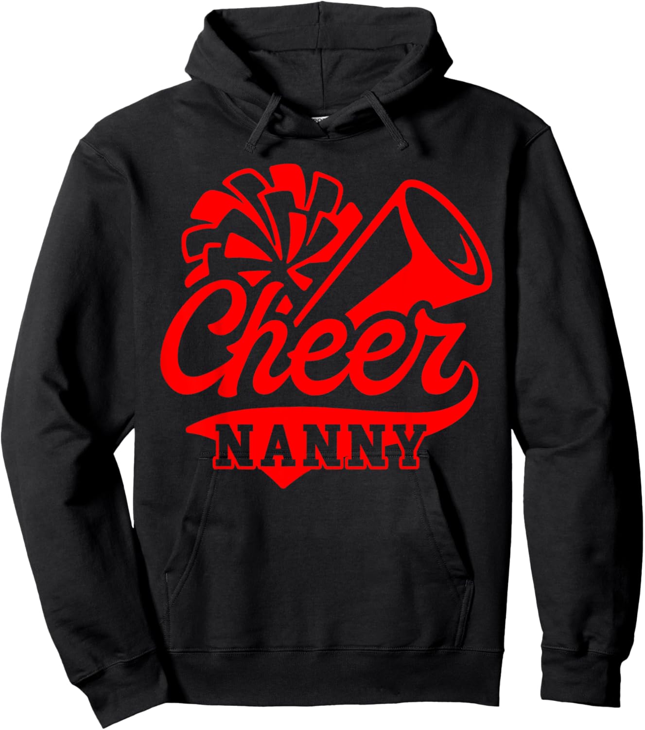 Cheer Nanny Biggest Fan Leopard Print Black And Red Pom Pom Hoodie - Hoodie | Black