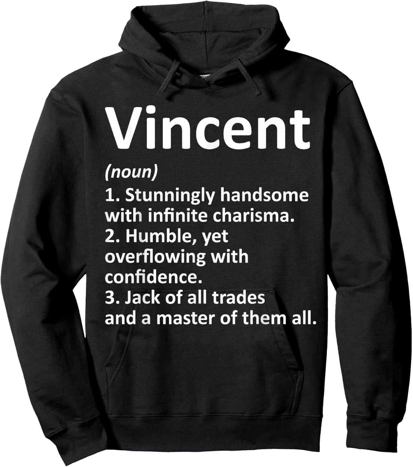 Custom Men Name Meaning Boy Christmas Father's Day Vincent Definition Personalized Name Funny Birthday Gift Hoodie - Hoodie | Black
