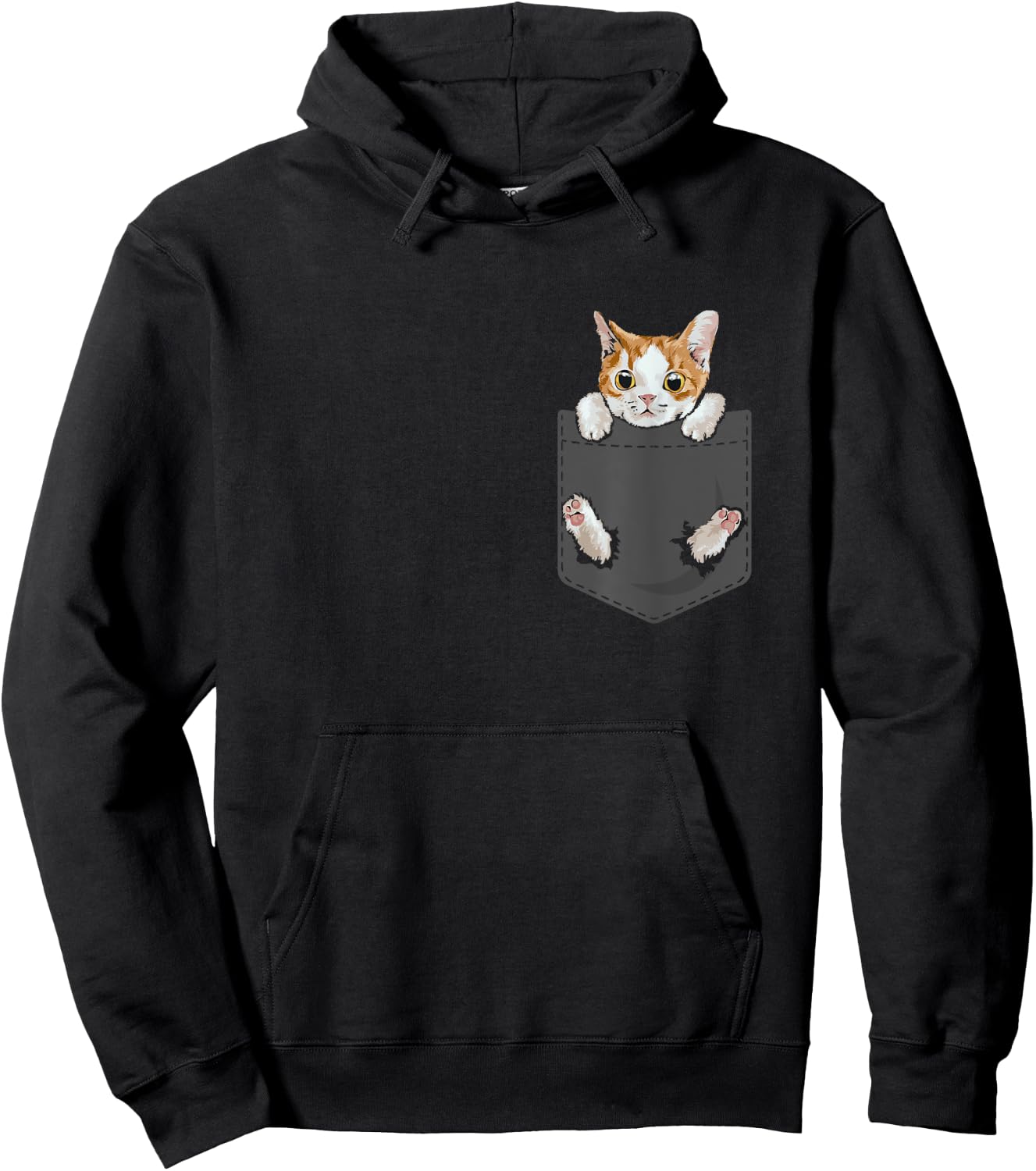 Hanging Cat in Pocket Cute Cat Lover Women Kids Hoodie - Hoodie | Black