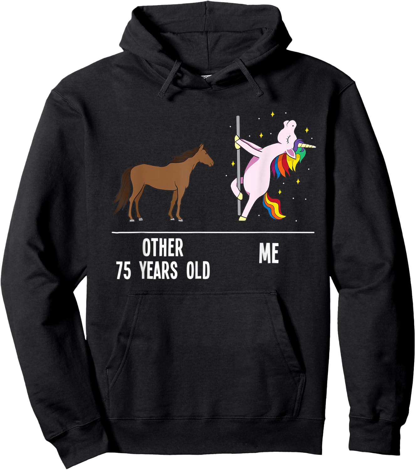 75th Birthday Unicorn Funny 75 Years Old Other me Women Hoodie - Hoodie | Black
