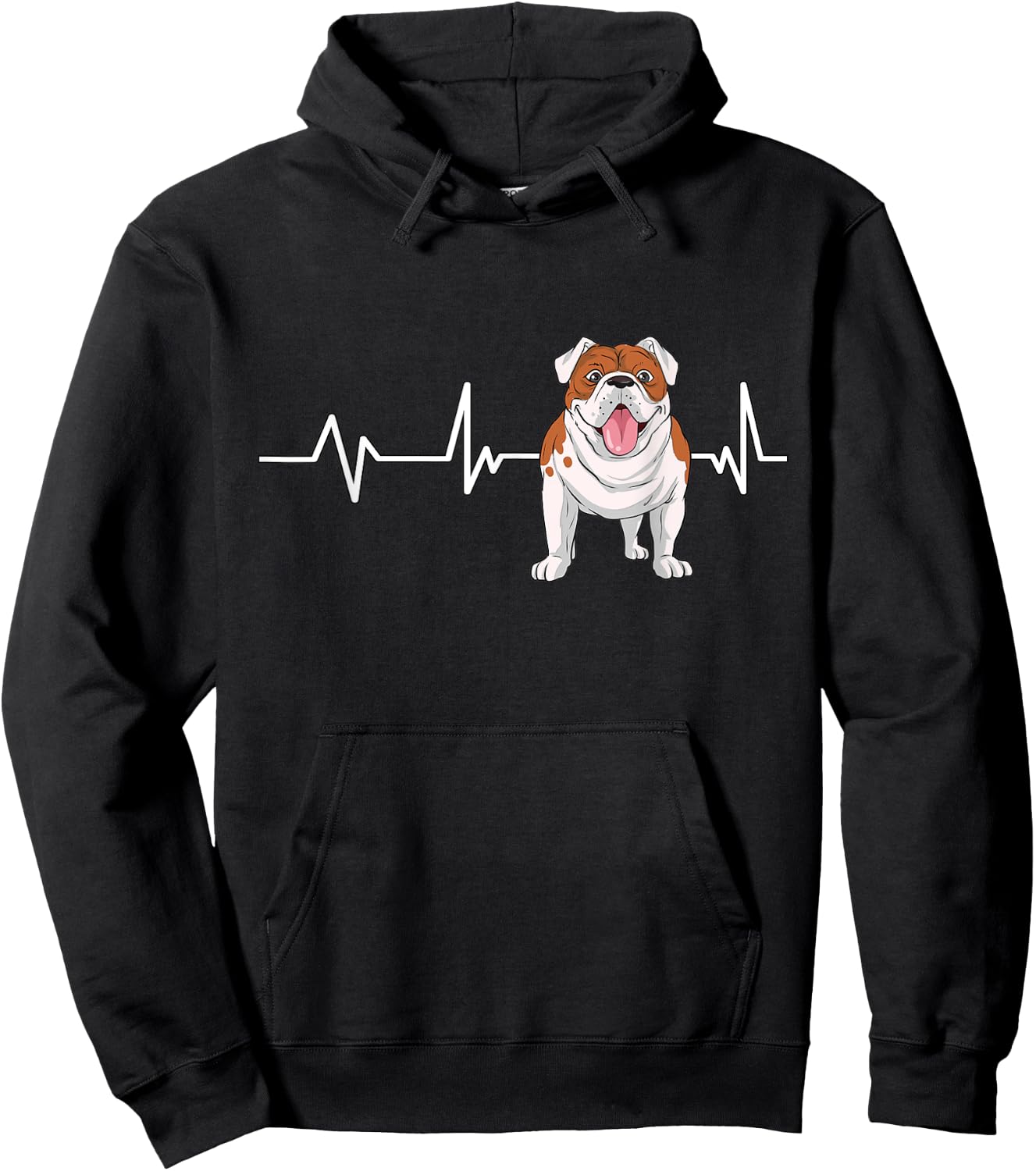 English Bulldog Heartbeat EKG Dog Owner Gift English Bulldog Hoodie - Hoodie | Black