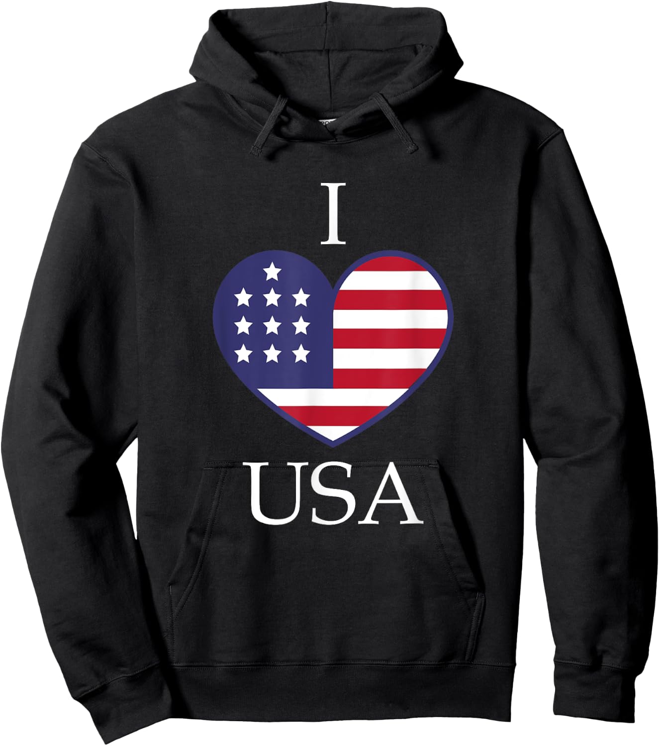 I heart USA, I Love USA, America Patriotic Hoodie - Hoodie | Black