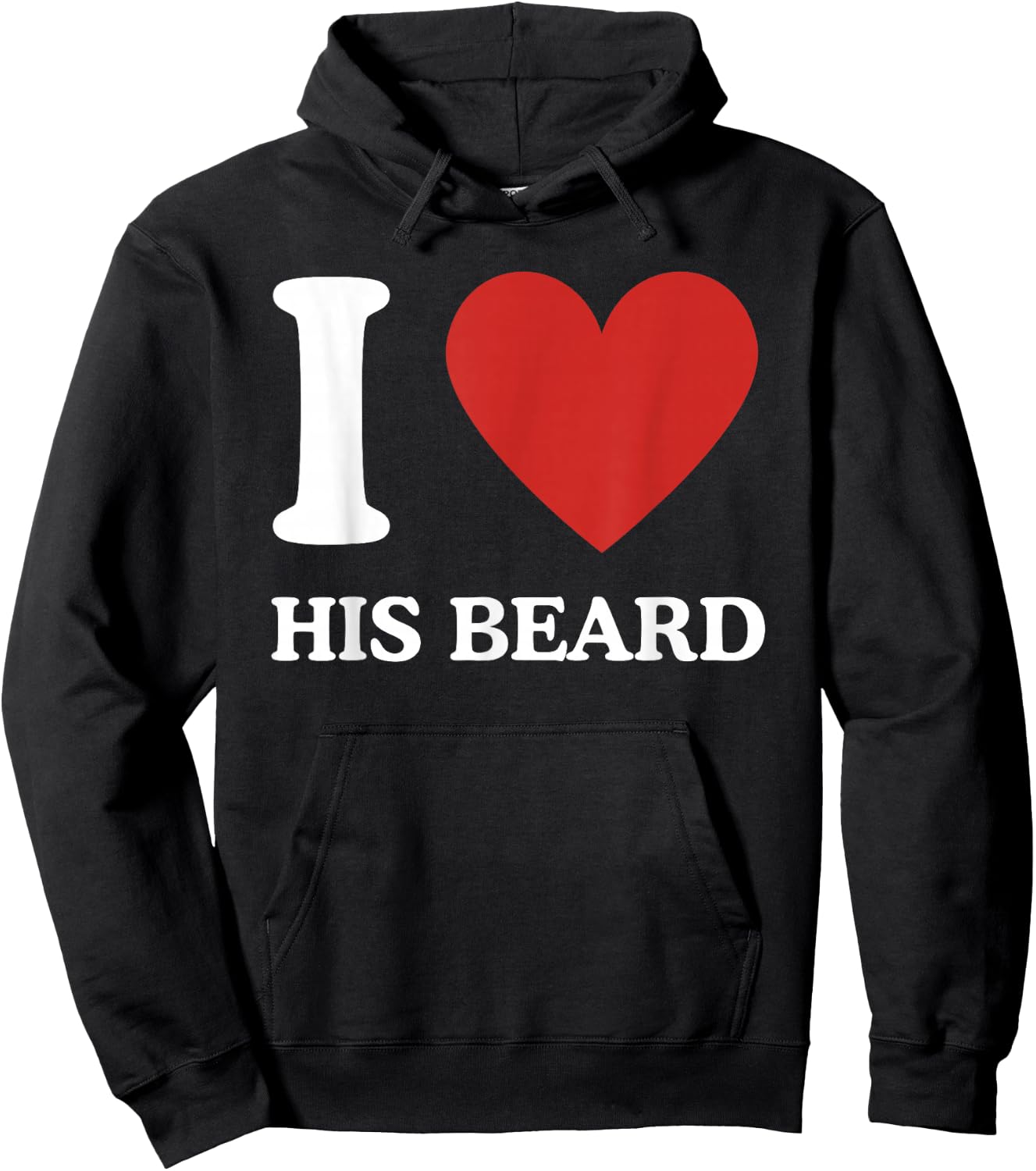 I Love His Beard Heart Funny Novelty or Him Hoodie - Hoodie | Black