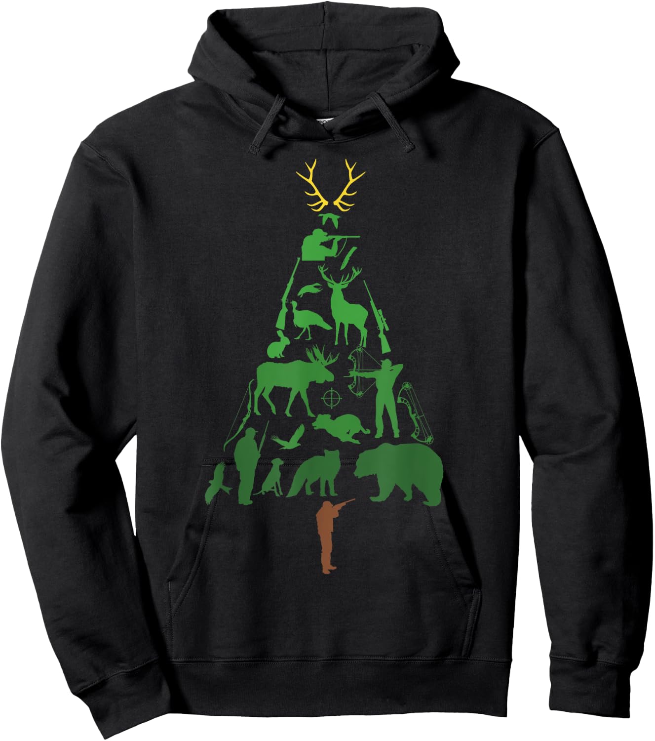 Christmas Tree Hunter Hunting Xmas Hoodie - Hoodie | Black
