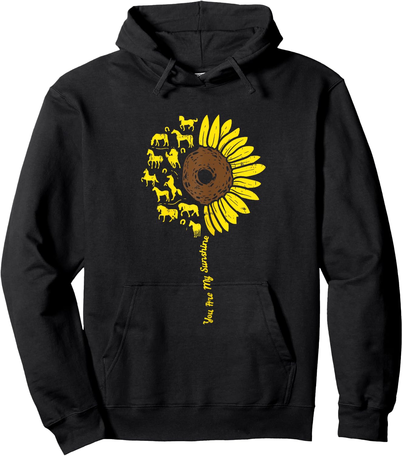 Horse Sunflower You're My Sunshine Animal Equestrian Gift Hoodie - Hoodie | Black