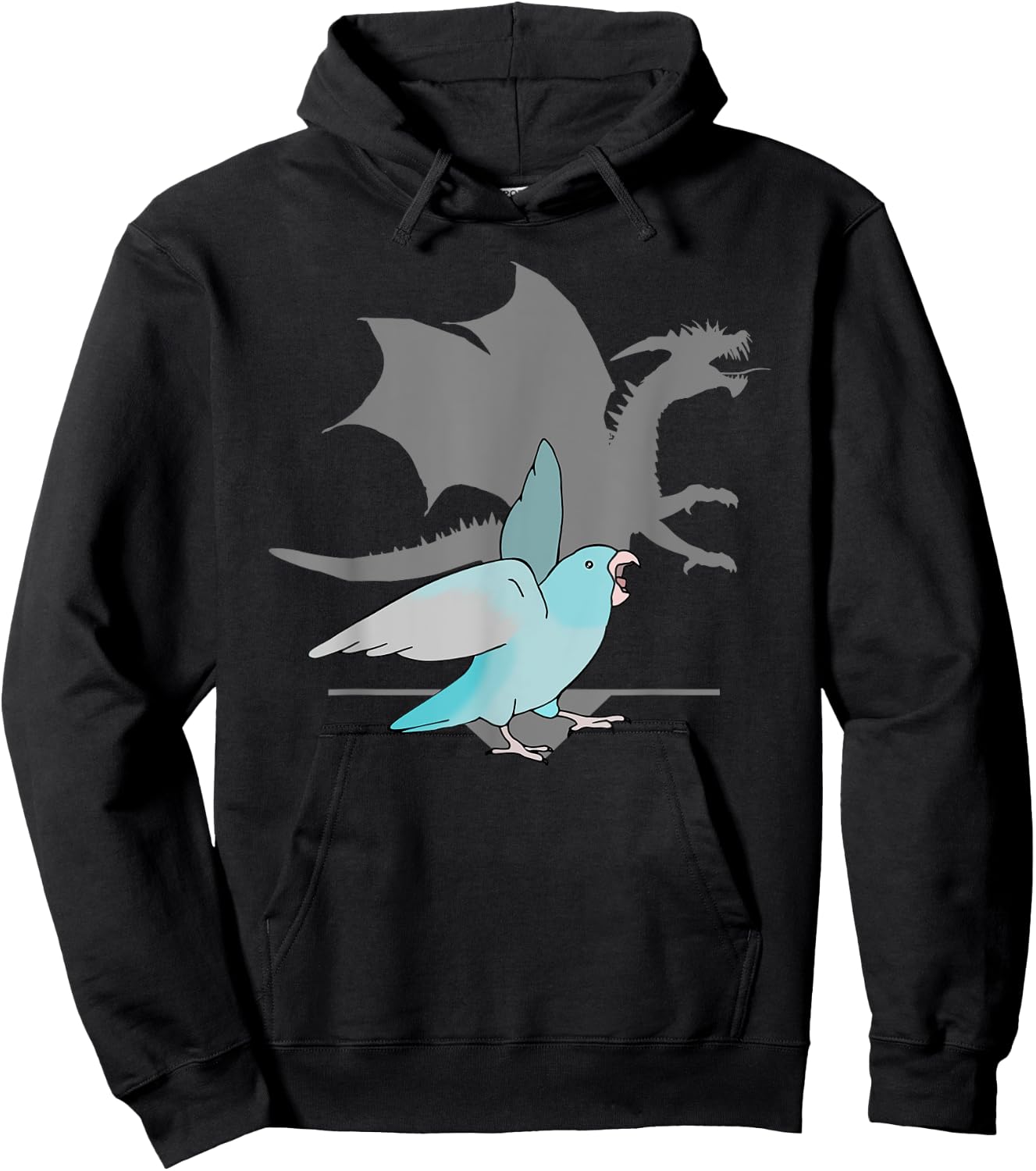 Blue Pacific Parrotlet with Dragon Shadow Birb memes Parrot Hoodie - Hoodie | Black