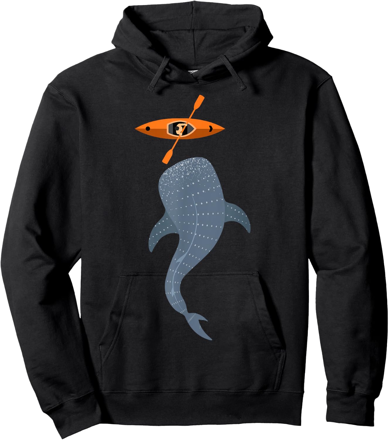 Kayak Whale Sea Kayaking Outdoor Adventurer Athletic Kayaker Hoodie - Hoodie | Black