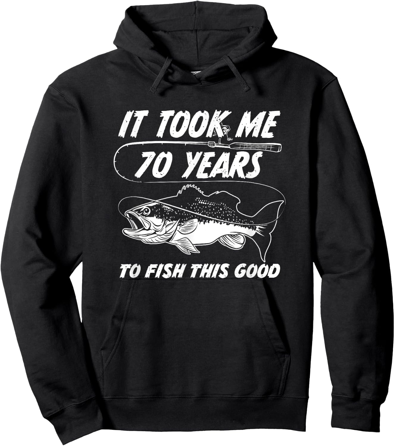 70th Birthday Fishing Birthday Gift - 70 Year Old Fisherman Hoodie - Hoodie | Black