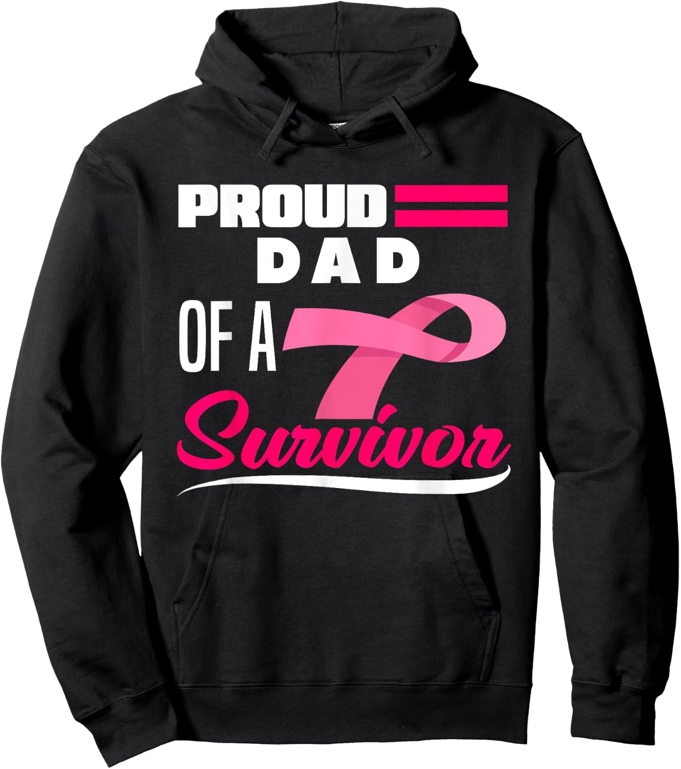 Proud Dad Of A Survivor Daughter Breast Cancer Awareness Hoodie - Hoodie | Black