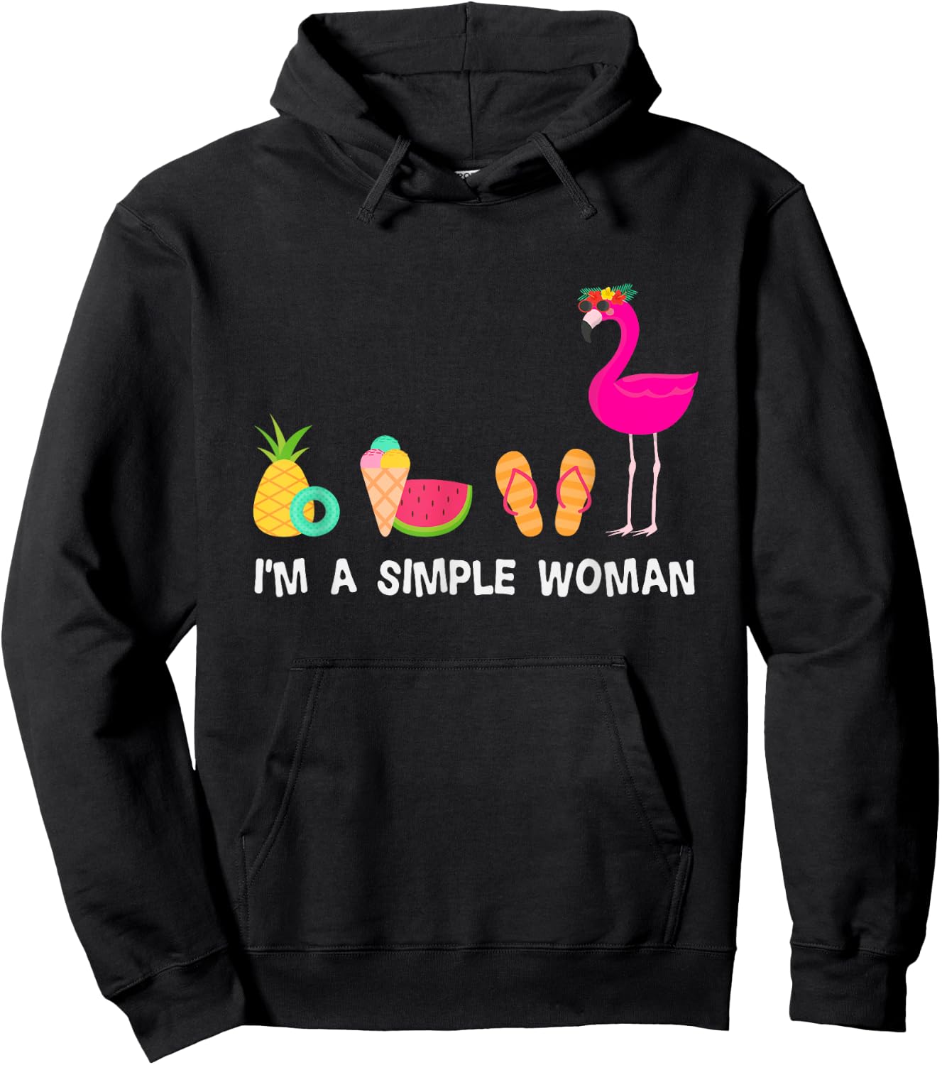 Im A Simple Woman Flamingo Hoodie - Hoodie | Black
