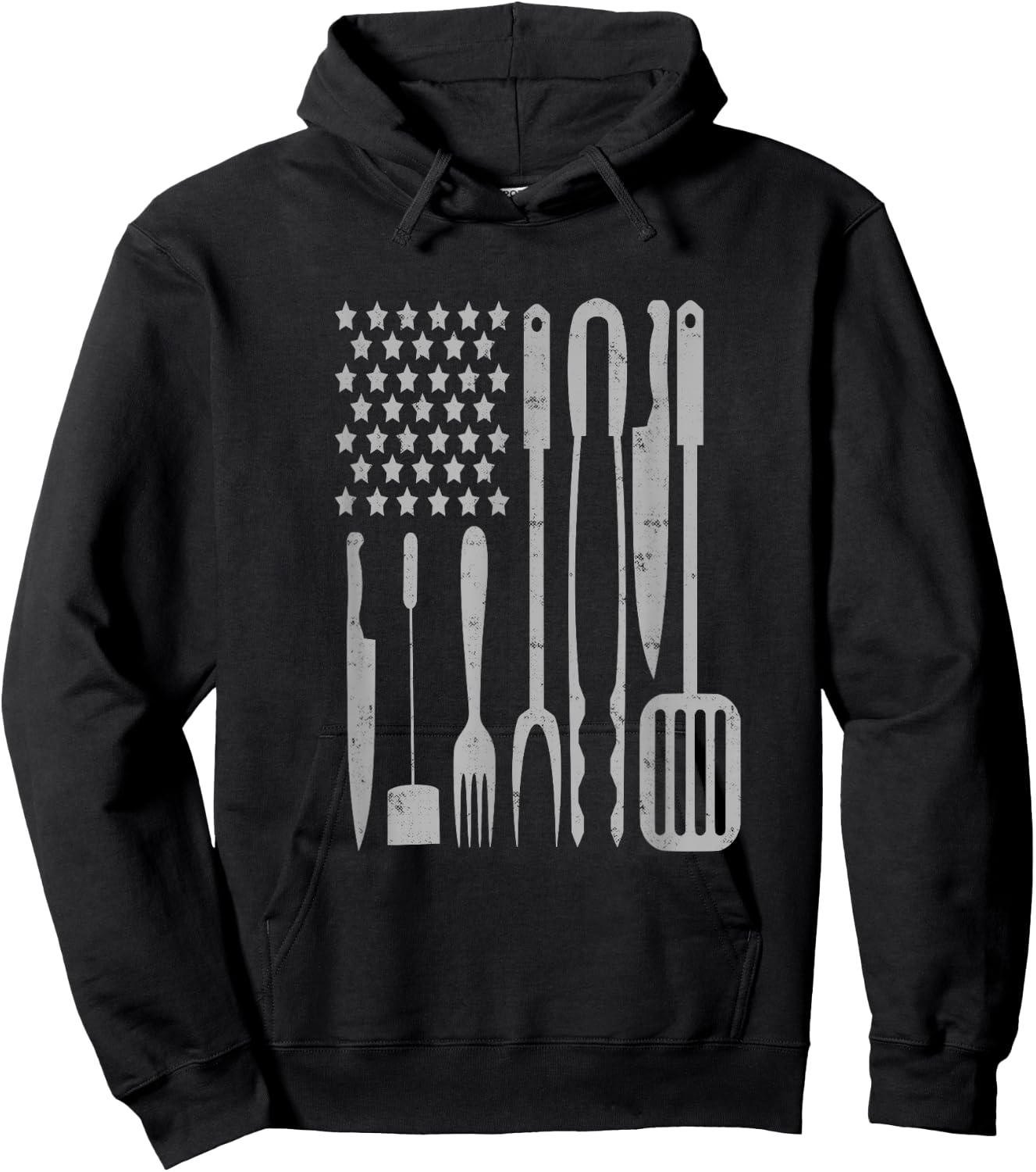 BBQ Grilling Barbecue American Flag USA America 4th Of July Men Hoodie - Hoodie | Black
