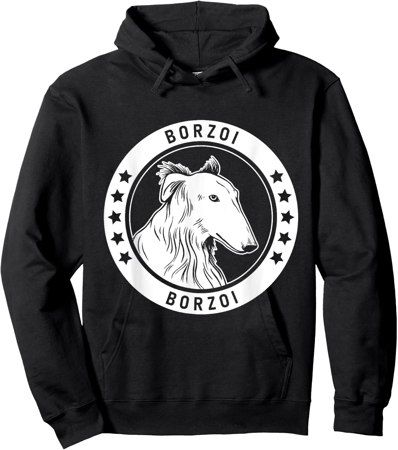 Borzoi Portrait Hoodie - Hoodie | Black