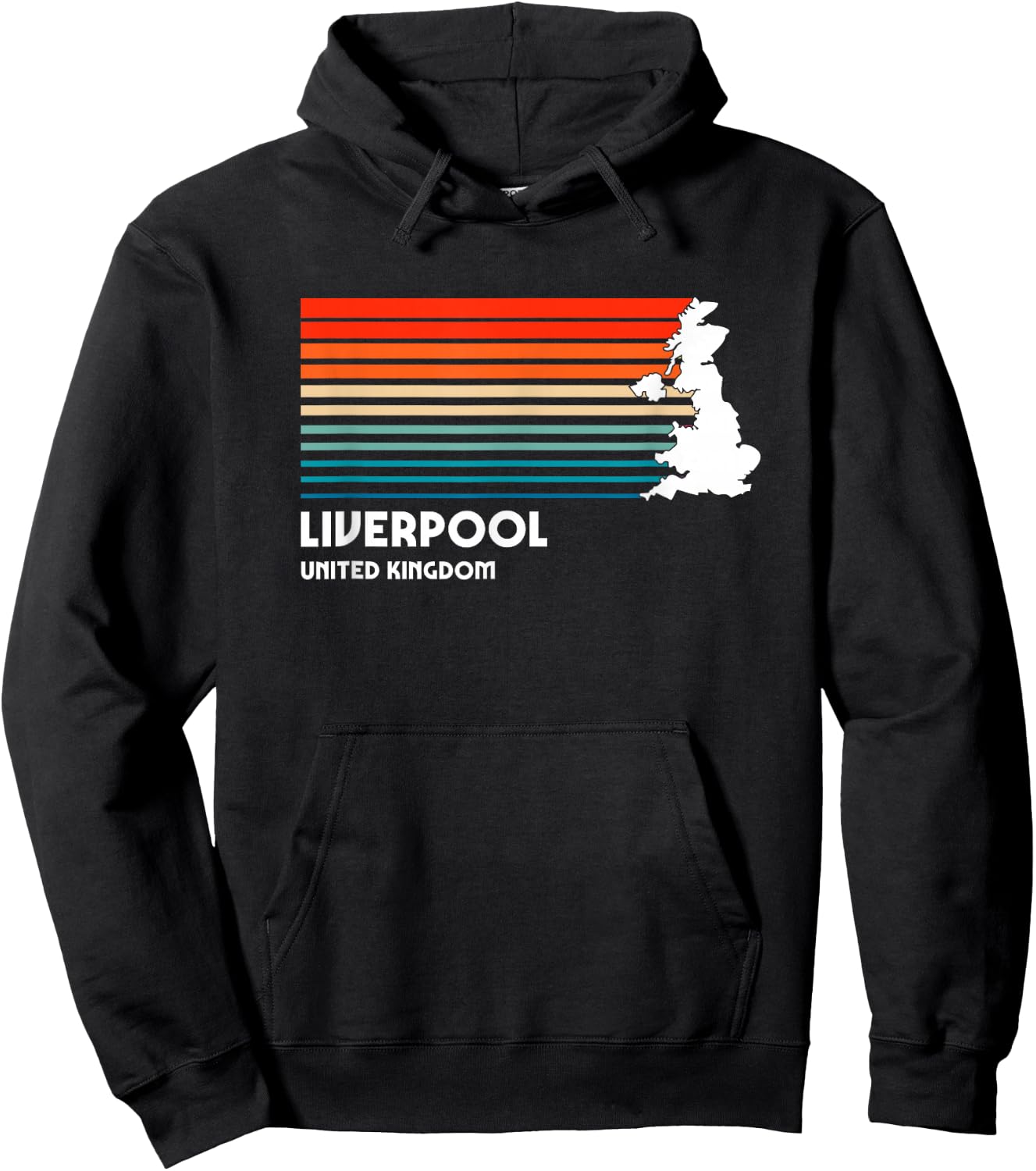Liverpool United Kingdom Retro Vintage Style UK Graphic Hoodie - Hoodie | Black
