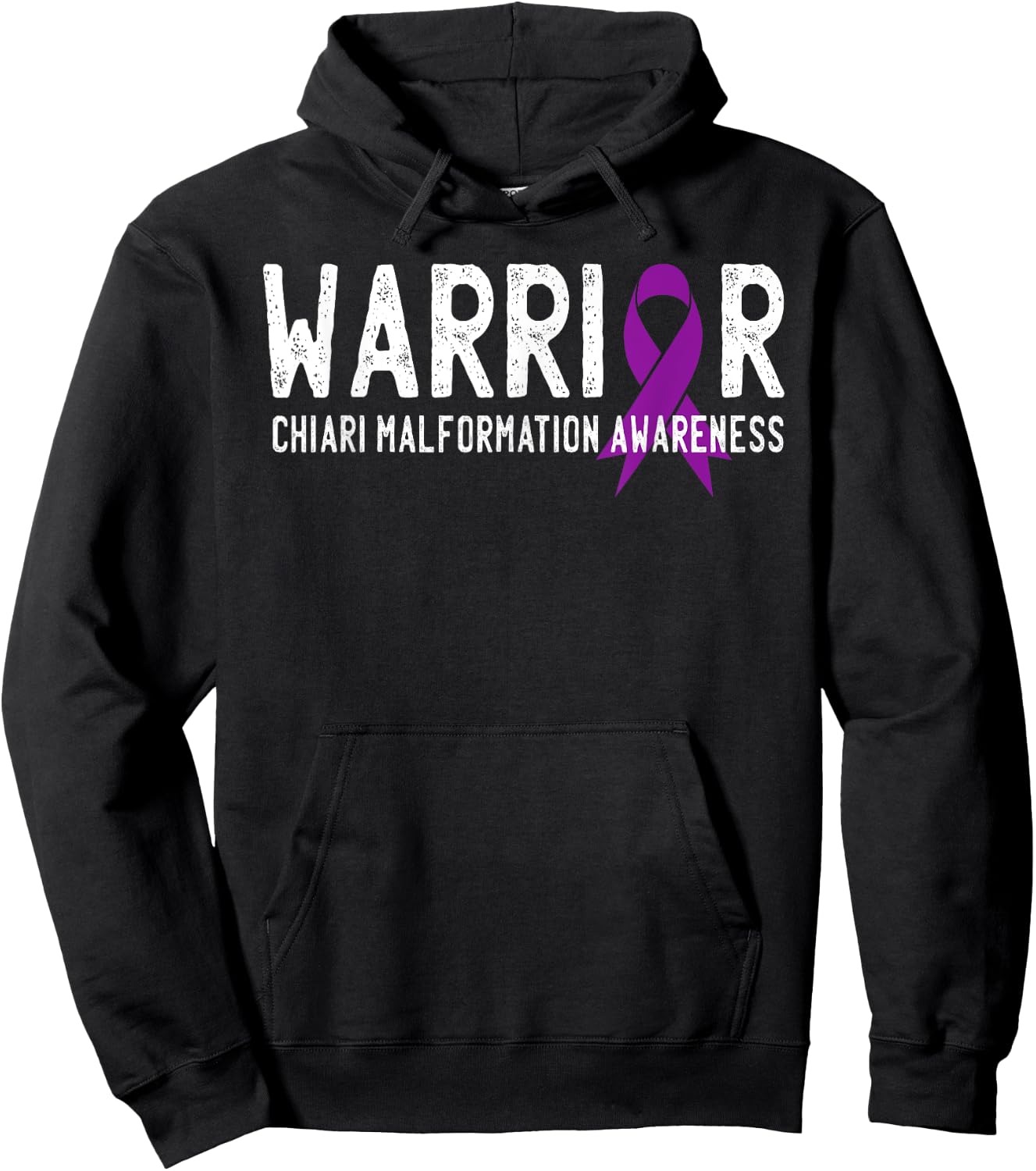Warrior Chiari Malformation Awareness Purple Ribbon Fighter Hoodie - Hoodie | Black