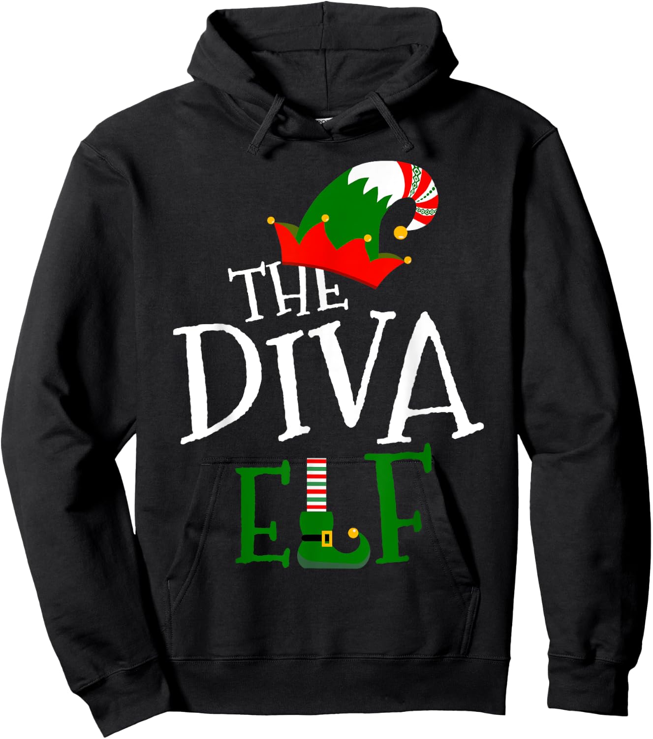 The Diva Elf Family Matching Group Gift Christmas Costume Hoodie - Hoodie | Black